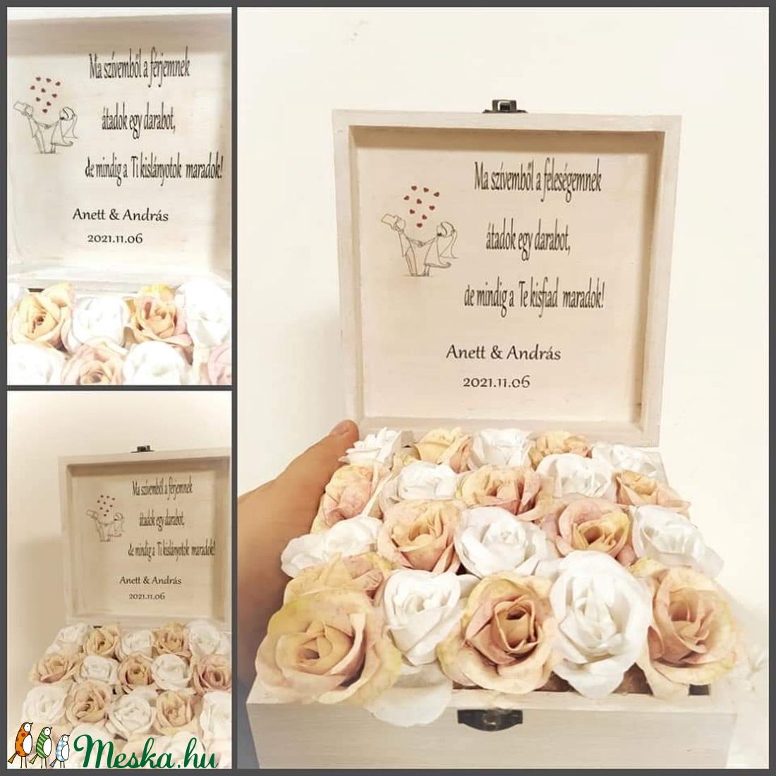 Szülőköszöntő ajándék virág doboz - esküvő - emlék & ajándék - szülőköszöntő ajándék - Meska.hu