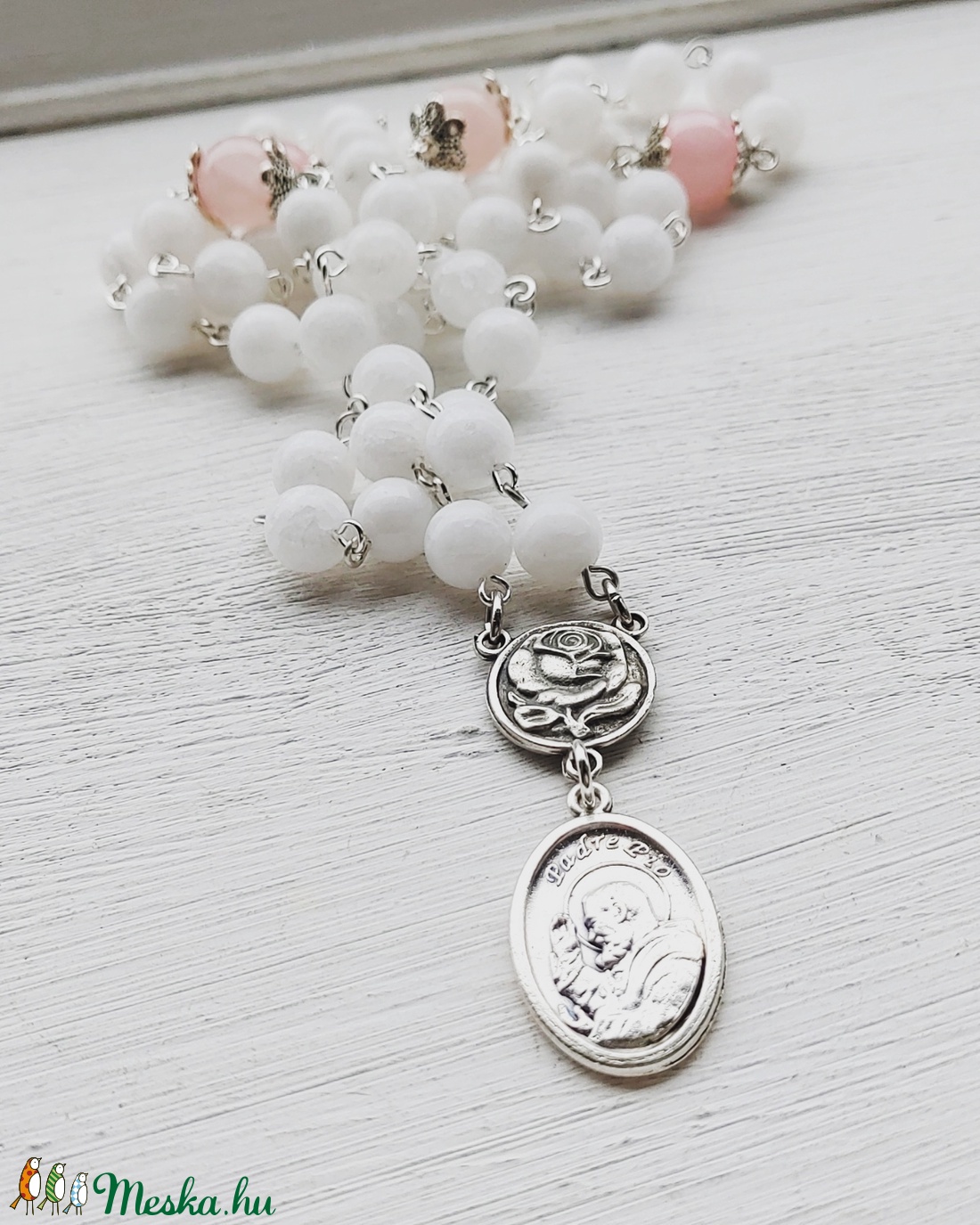  5 tizedes rózsafüzér - Pio atya - ékszer - nyaklánc - gyöngyös nyaklánc - Meska.hu