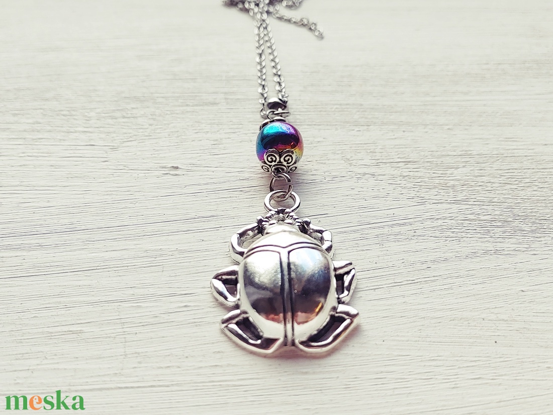 Szkarabeusz amulett - újjászületés - ékszer - nyaklánc - medálos nyaklánc - Meska.hu