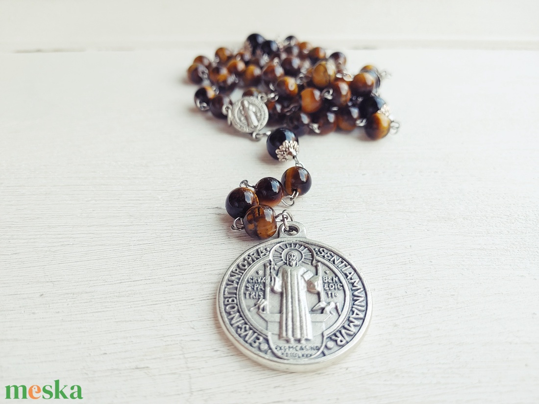 Szent Benedek rózsafüzér - ékszer - nyaklánc - gyöngyös nyaklánc - Meska.hu