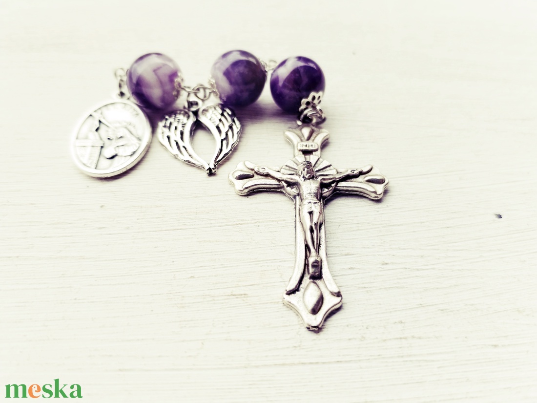 Szent Rita rózsafüzér, rövid - táska & tok - kulcstartó & táskadísz - kulcstartó - Meska.hu