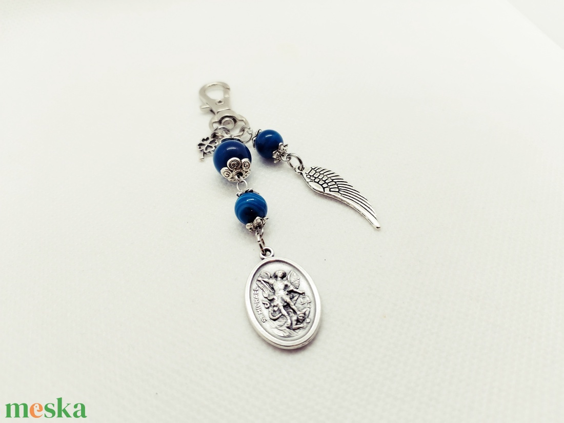 Mihály arkangyal kulcstartó, achát - ékszer - nyaklánc - medál - Meska.hu