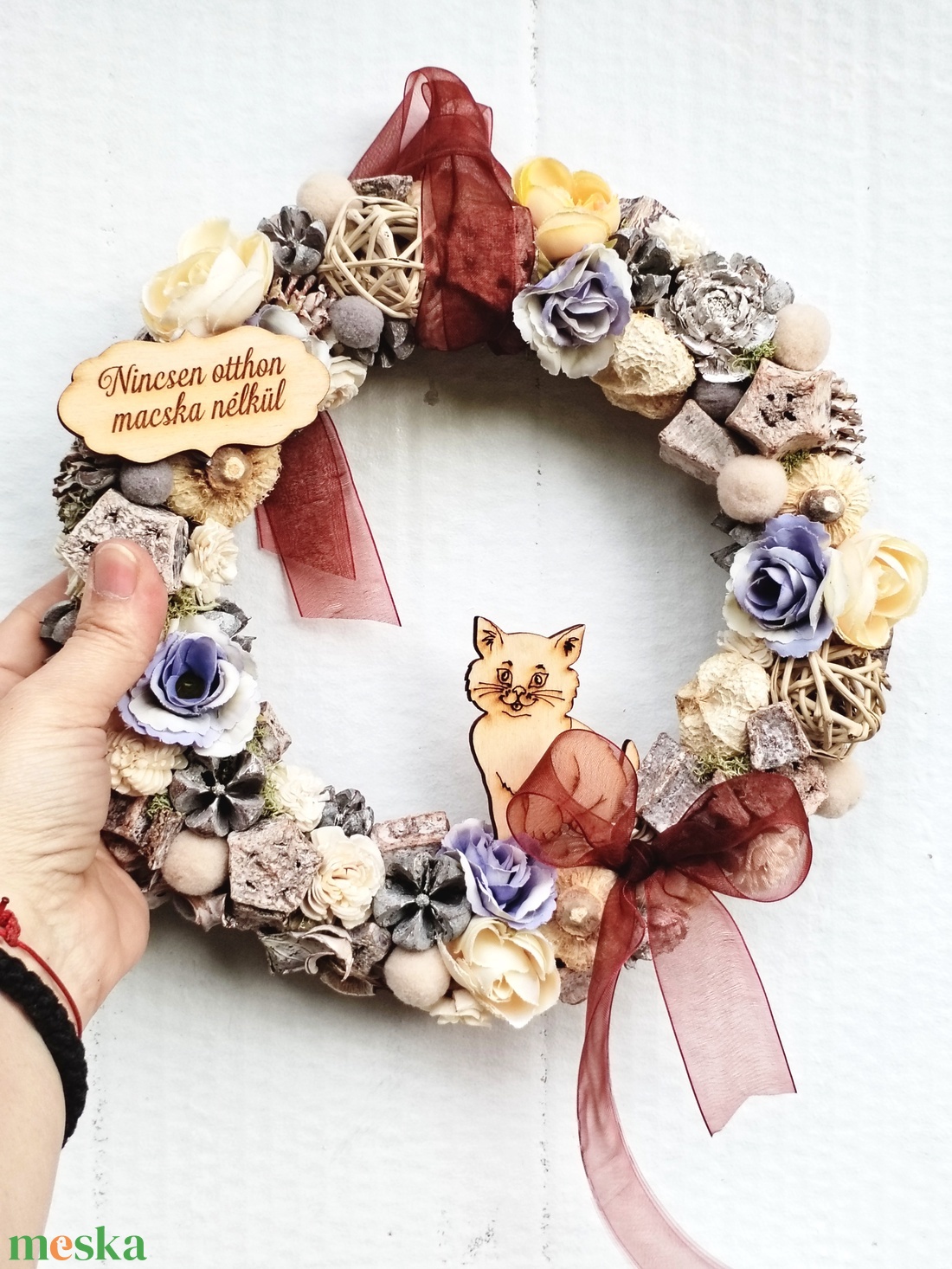 Cicás kopogtató  - otthon & életmód - dekoráció - ajtó- és ablak dekoráció - ajtódísz & kopogtató - Meska.hu