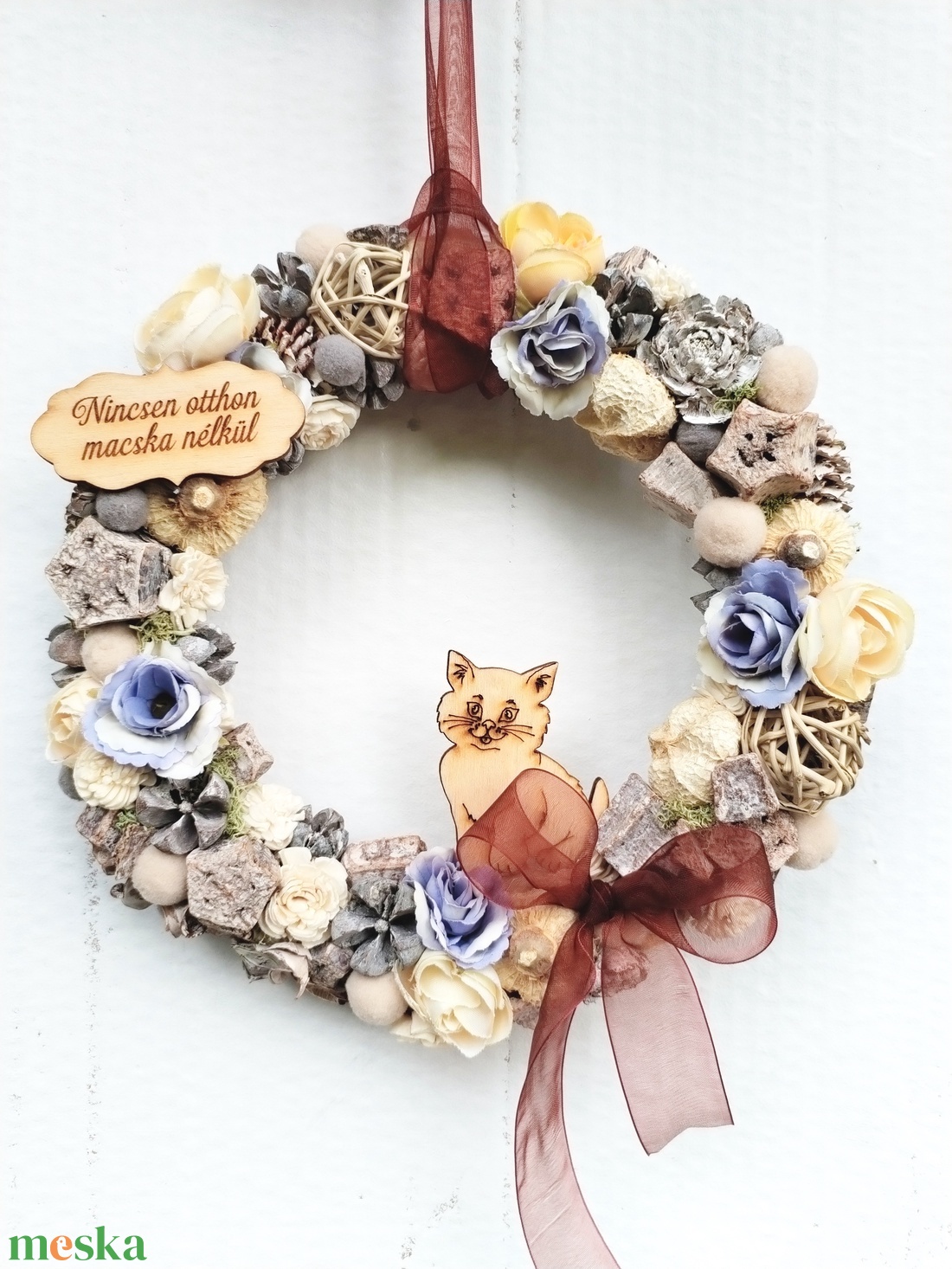 Cicás kopogtató  - otthon & életmód - dekoráció - ajtó- és ablak dekoráció - ajtódísz & kopogtató - Meska.hu