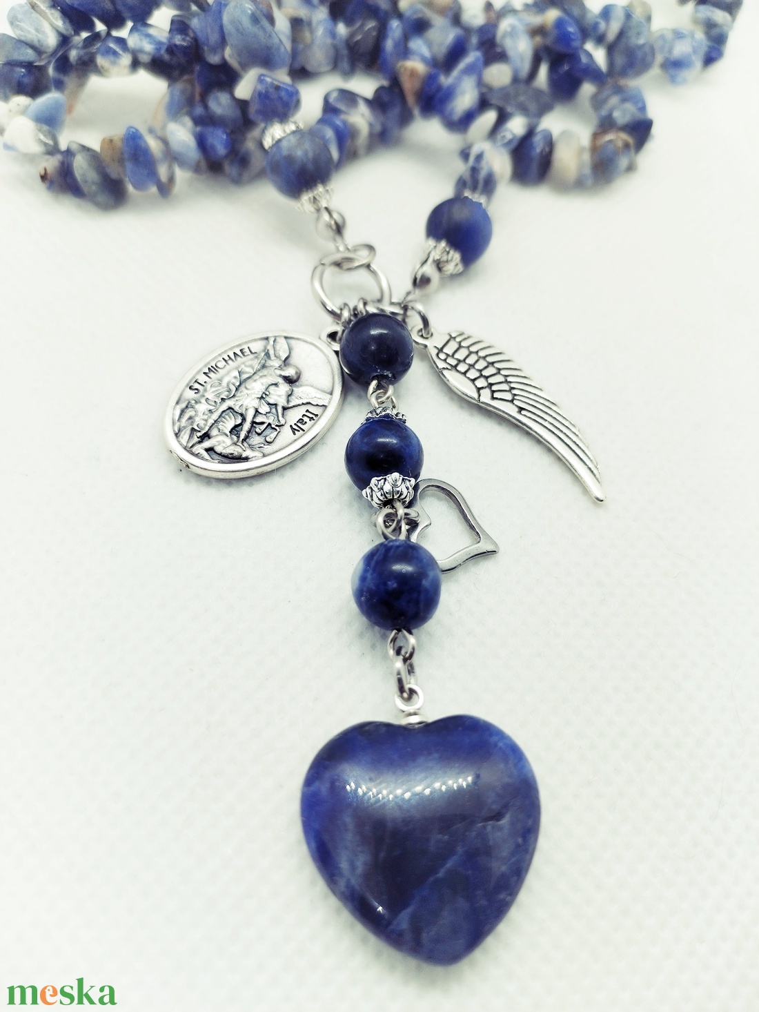 Mihály arkangyal amulett - szodalit - ékszer - nyaklánc - medálos nyaklánc - Meska.hu Mihály arkangyal amulett - szodalit - ékszer - nyaklánc - medálos nyaklánc - Meska.hu