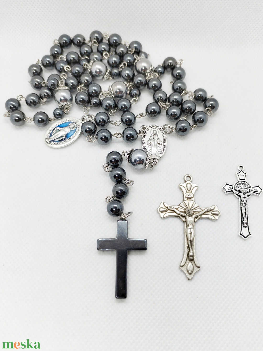 5 tizedes hematit rózsafüzér, védelmező amulett - otthon & életmód - vallás - lánc & füzér - Meska.hu