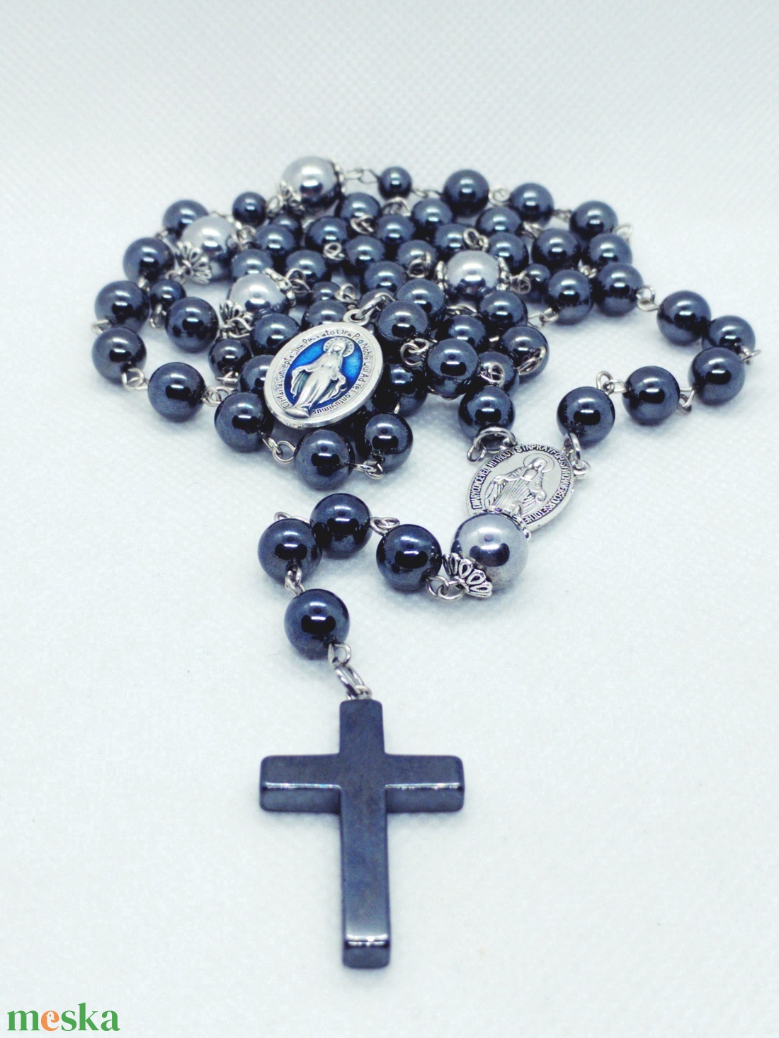 5 tizedes hematit rózsafüzér, védelmező amulett - otthon & életmód - vallás - lánc & füzér - Meska.hu