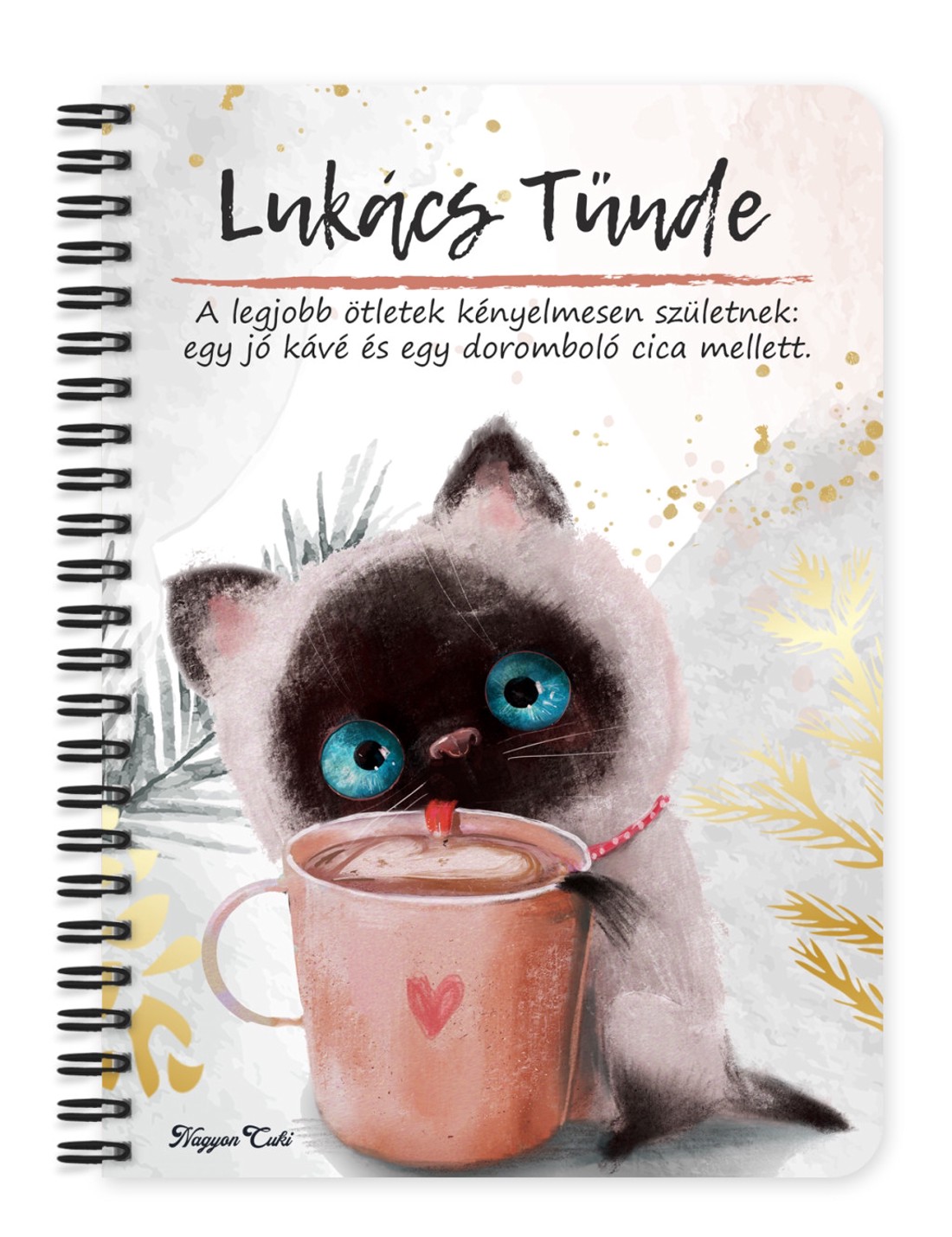 Személyre szabható - Kávézós cicus mintás A6-os füzet - otthon & életmód - papír, írószer - jegyzetfüzet & napló - Meska.hu