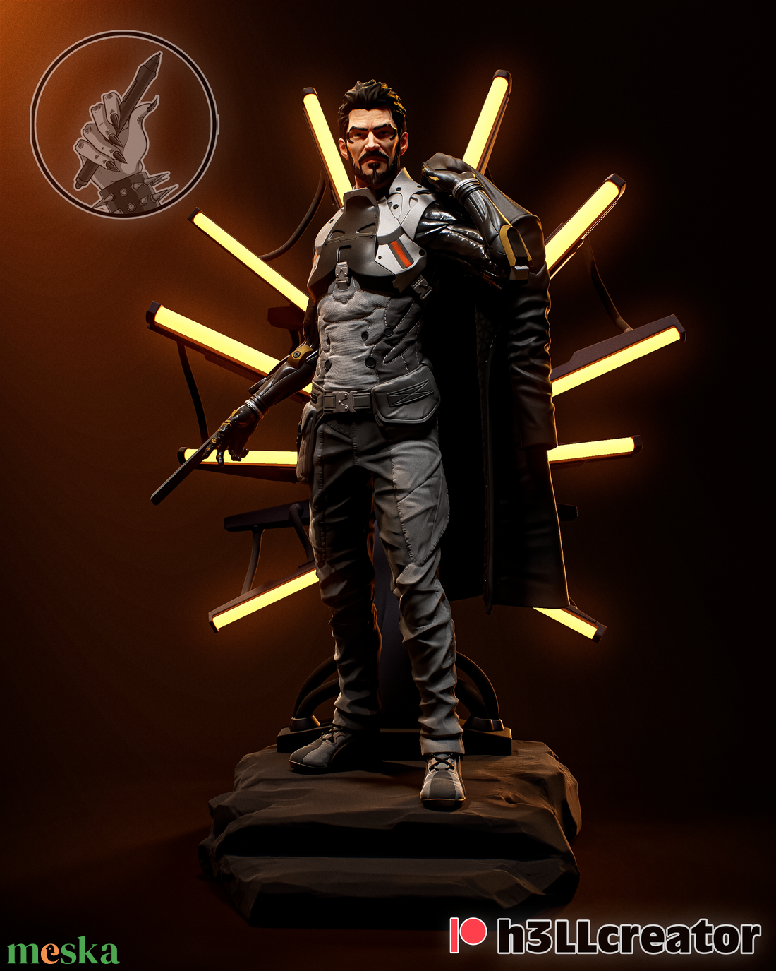 Adam Jensen - Deus Ex - művészet - makett, modell - Meska.hu Adam Jensen - Deus Ex - művészet - makett, modell - Meska.hu