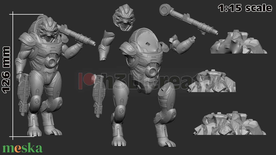 Grunt - Mass Effect - művészet - makett, modell - Meska.hu