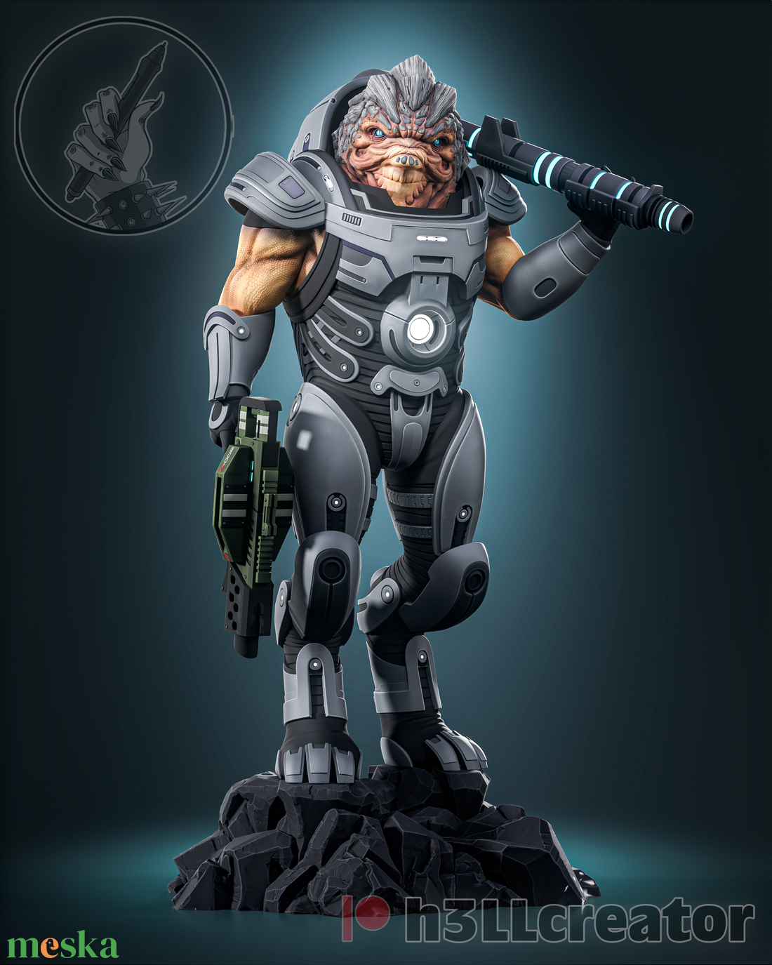 Grunt - Mass Effect - művészet - makett, modell - Meska.hu