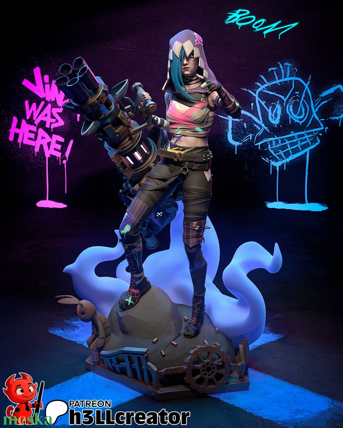 Jinx - League of Legends Arcane - művészet - makett, modell - Meska.hu