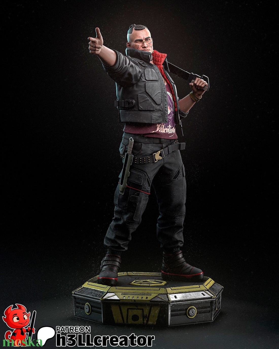 Jackie Welles - Cyberpunk 2077 - művészet - makett, modell - Meska.hu Jackie Welles - Cyberpunk 2077 - művészet - makett, modell - Meska.hu