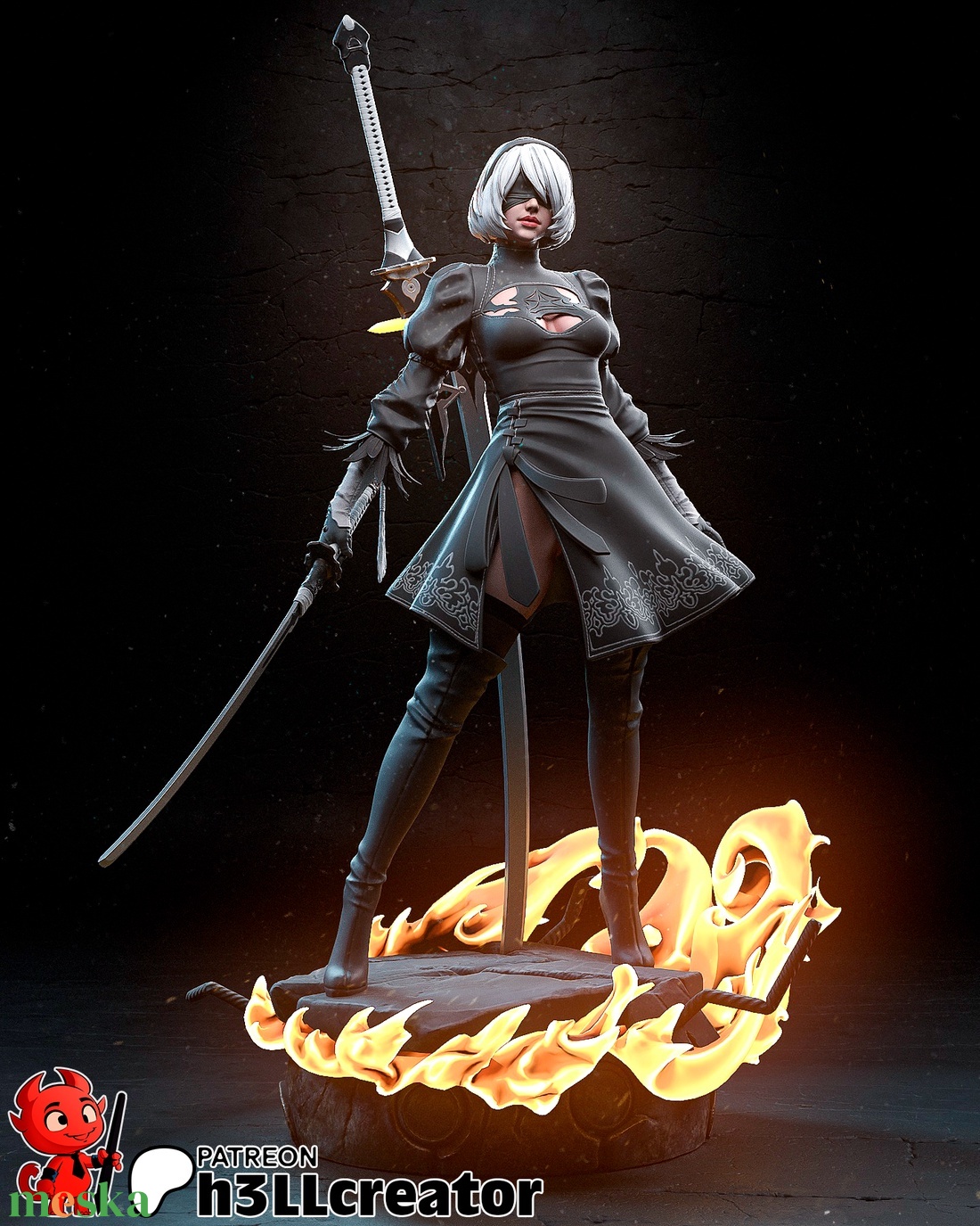 2B - Nier: Automata - művészet - makett, modell - Meska.hu 2B - Nier: Automata - művészet - makett, modell - Meska.hu