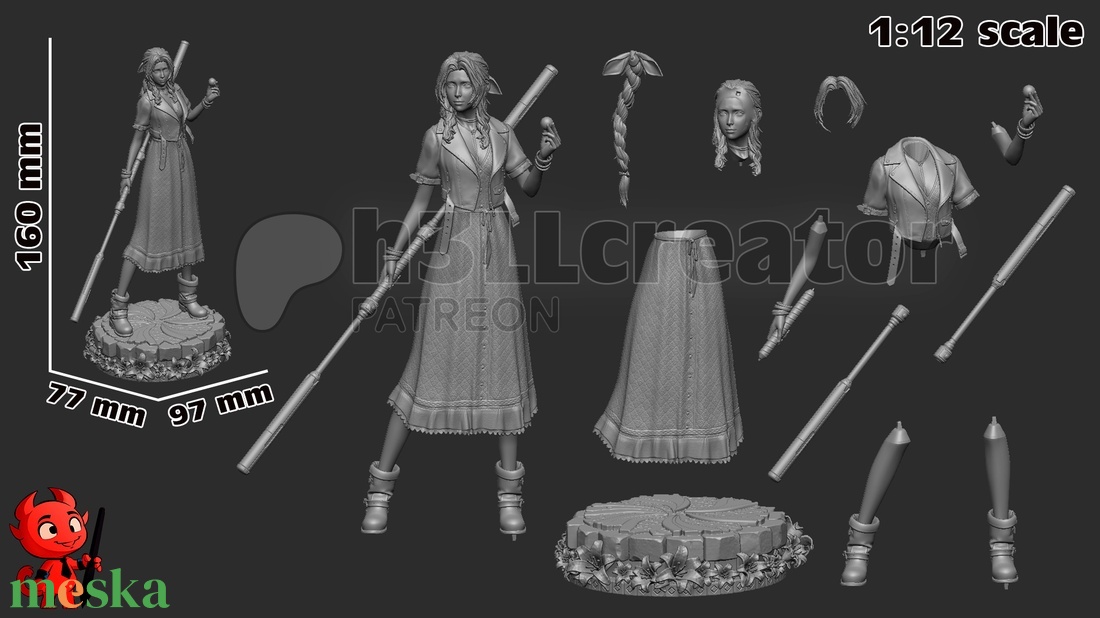 Aerith - Final Fantasy VII - művészet - makett, modell - Meska.hu