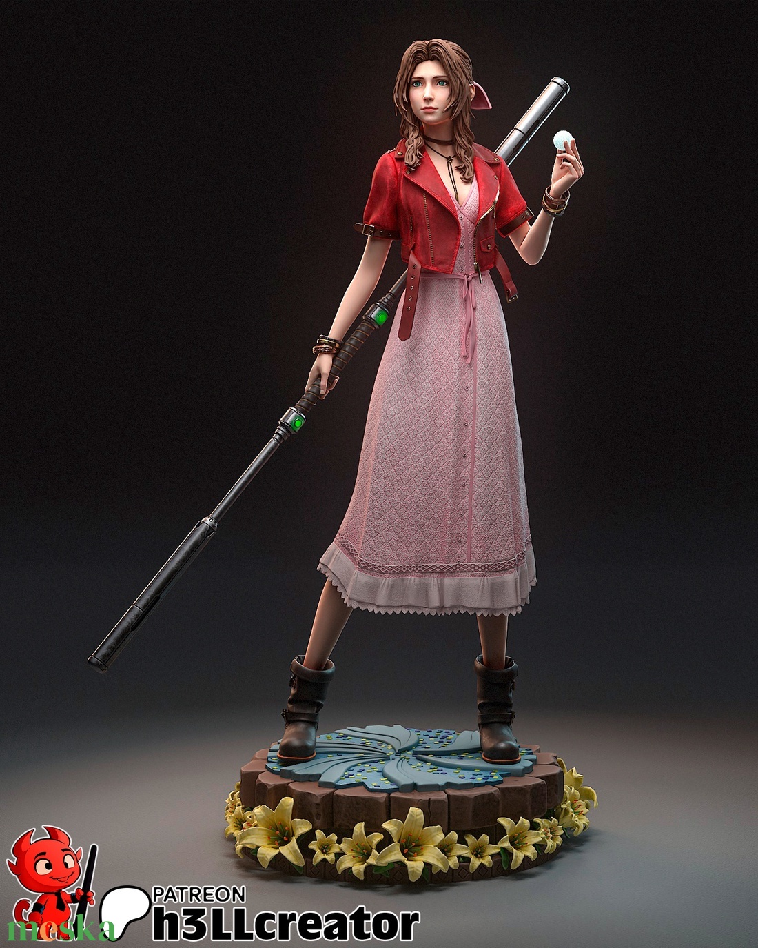 Aerith - Final Fantasy VII - művészet - makett, modell - Meska.hu