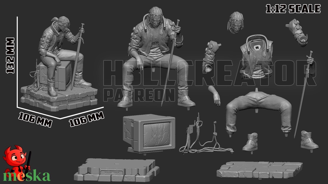 Geralt - Cyberpunk 2077 style - művészet - makett, modell - Meska.hu Geralt - Cyberpunk 2077 style - művészet - makett, modell - Meska.hu