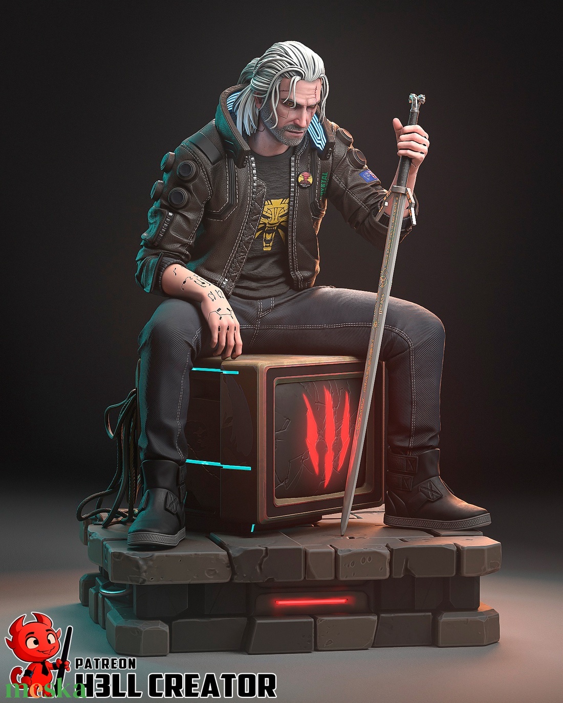 Geralt - Cyberpunk 2077 style - művészet - makett, modell - Meska.hu Geralt - Cyberpunk 2077 style - művészet - makett, modell - Meska.hu
