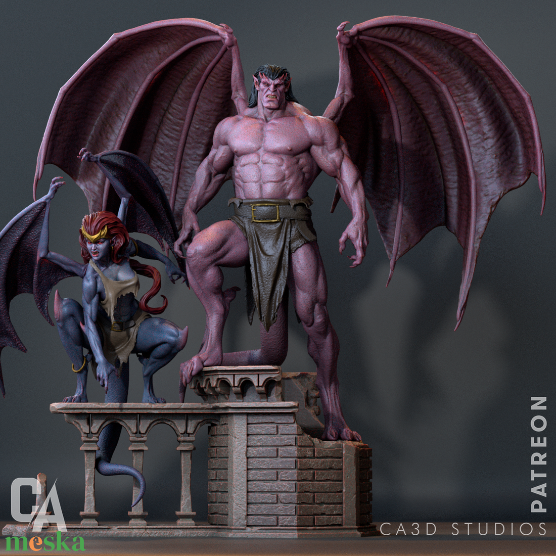 Demona and Goliath Diorama - Gargoyles - művészet - makett, modell - Meska.hu Demona and Goliath Diorama - Gargoyles - művészet - makett, modell - Meska.hu