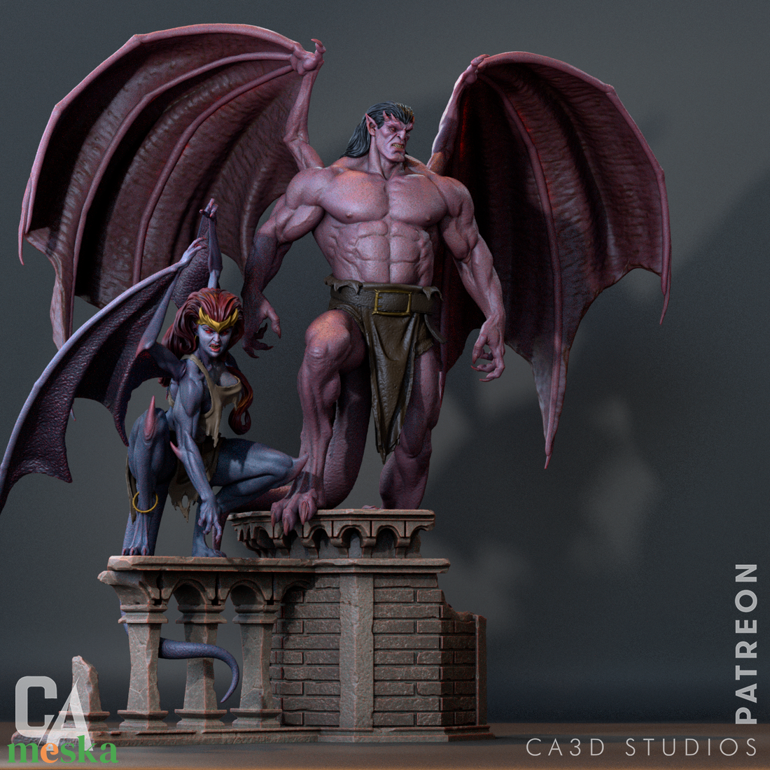 Demona and Goliath Diorama - Gargoyles - művészet - makett, modell - Meska.hu Demona and Goliath Diorama - Gargoyles - művészet - makett, modell - Meska.hu