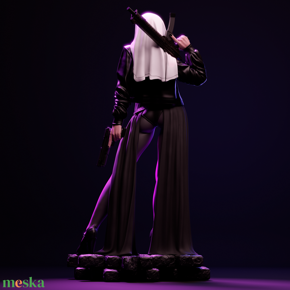 Nun with Gun - művészet - makett, modell - Meska.hu Nun with Gun - művészet - makett, modell - Meska.hu
