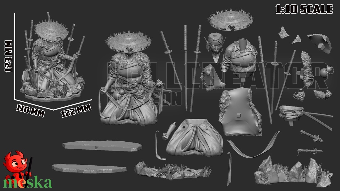 Atsu - Ghost of Yōtei - művészet - makett, modell - Meska.hu