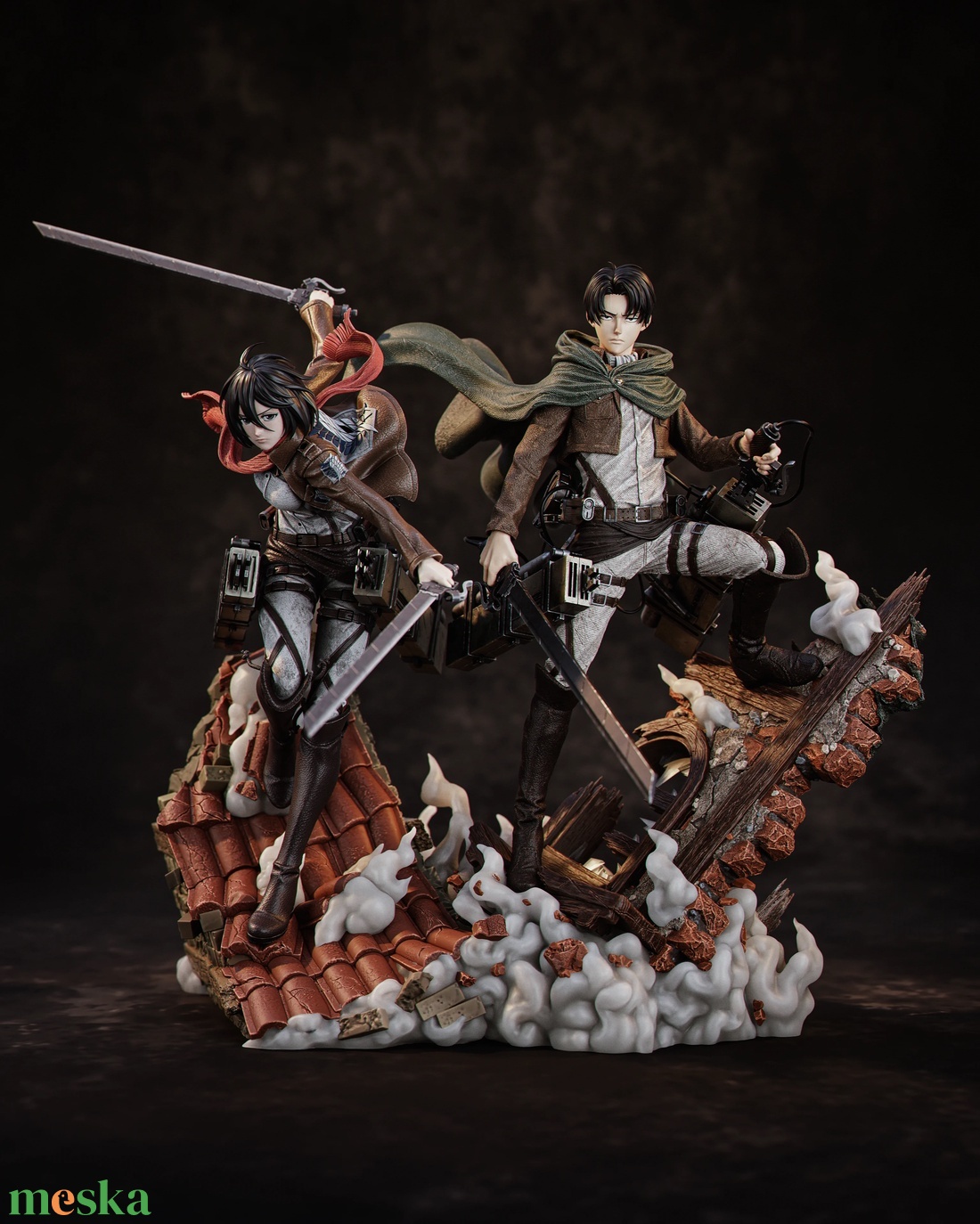 Mikasa and Levi diorama - Attack on Titan - művészet - makett, modell - Meska.hu