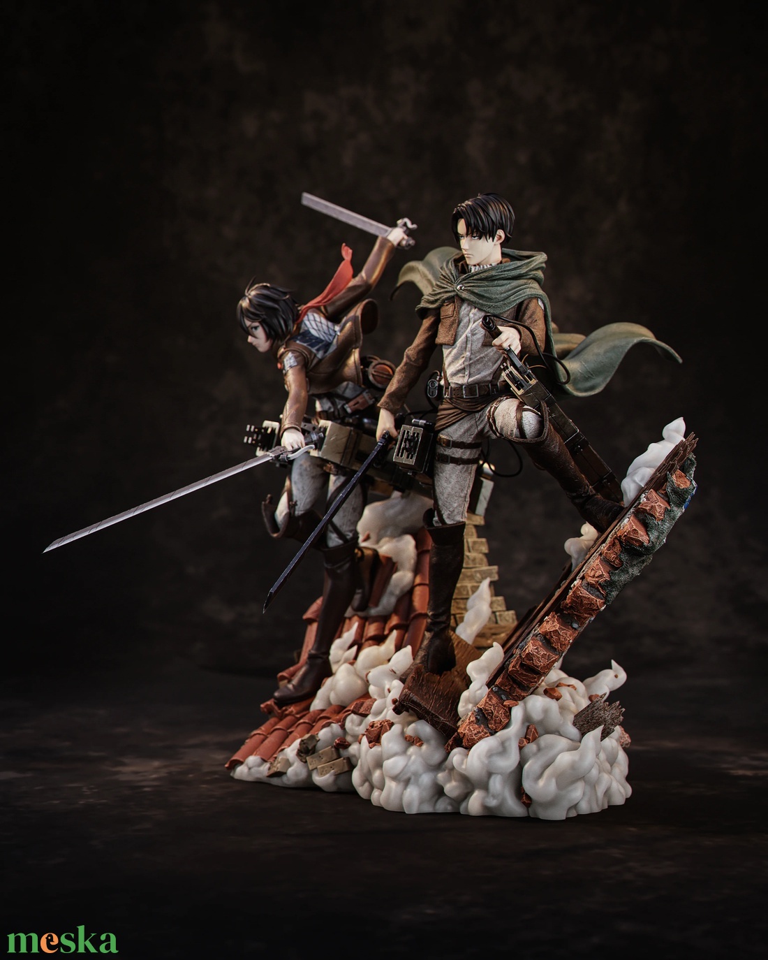 Mikasa and Levi diorama - Attack on Titan - művészet - makett, modell - Meska.hu