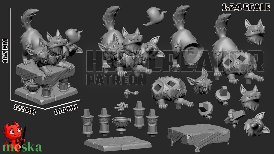 Cerberus - Hades - művészet - makett, modell - Meska.hu