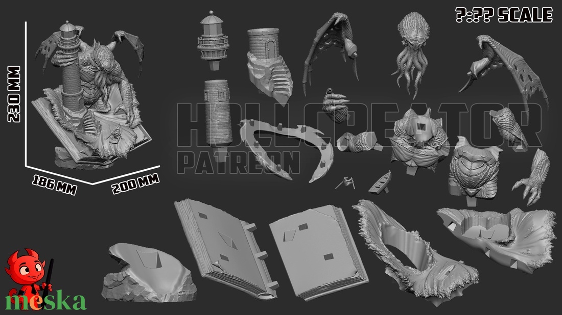 Cthulhu - művészet - makett, modell - Meska.hu