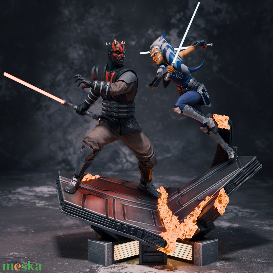 Ahsoka vs Darth Maul diorama - művészet - makett, modell - Meska.hu