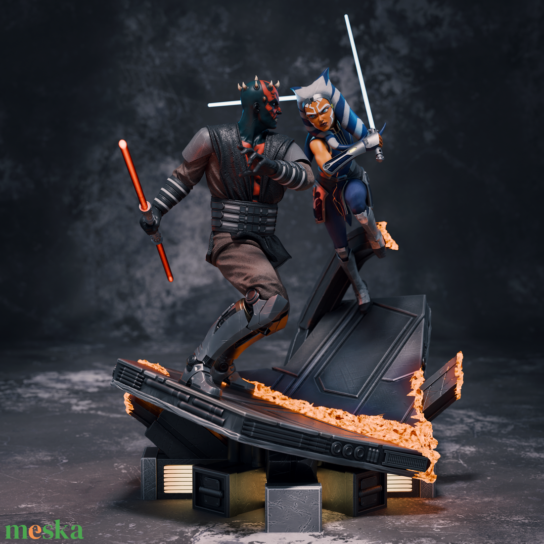 Ahsoka vs Darth Maul diorama - művészet - makett, modell - Meska.hu
