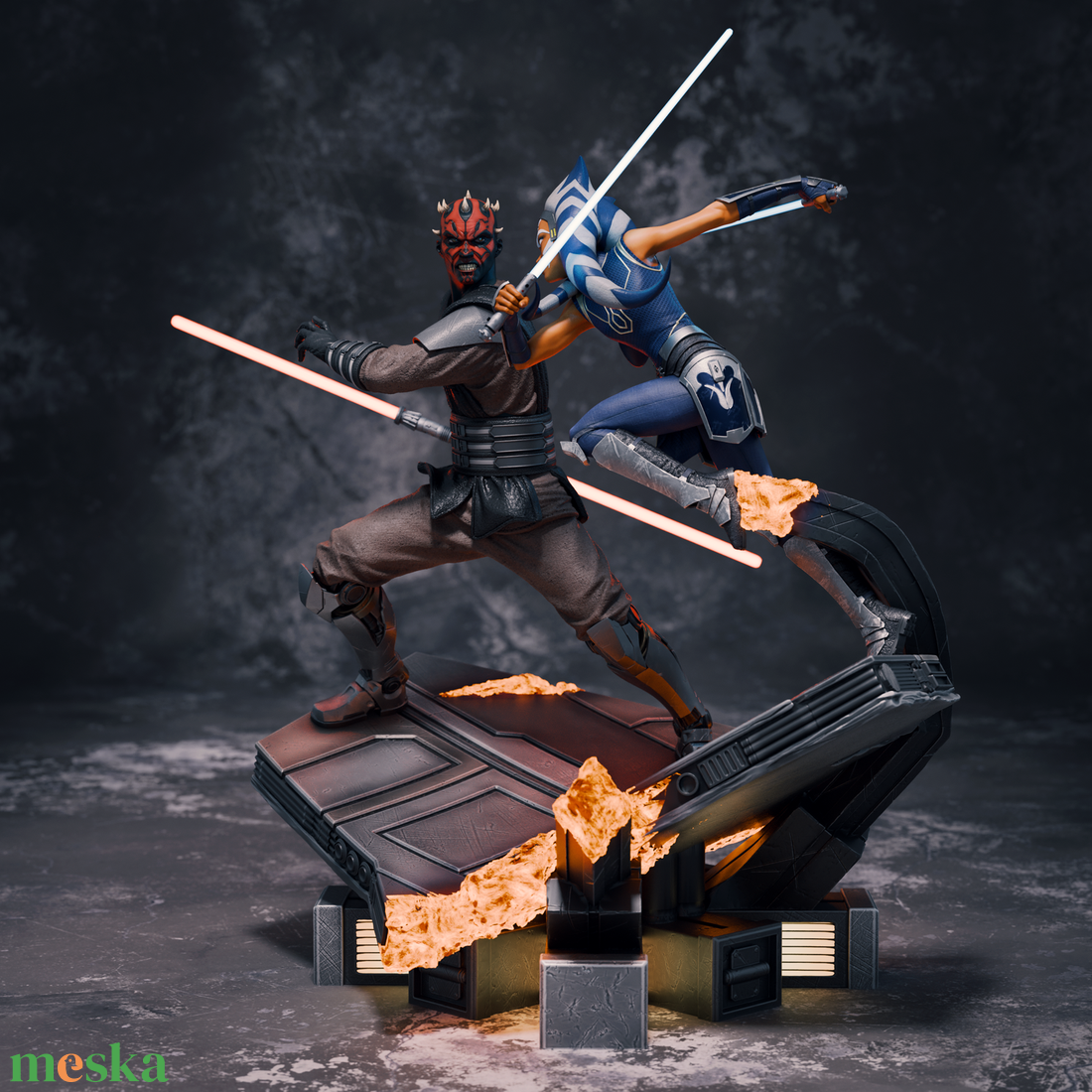 Ahsoka vs Darth Maul diorama - művészet - makett, modell - Meska.hu
