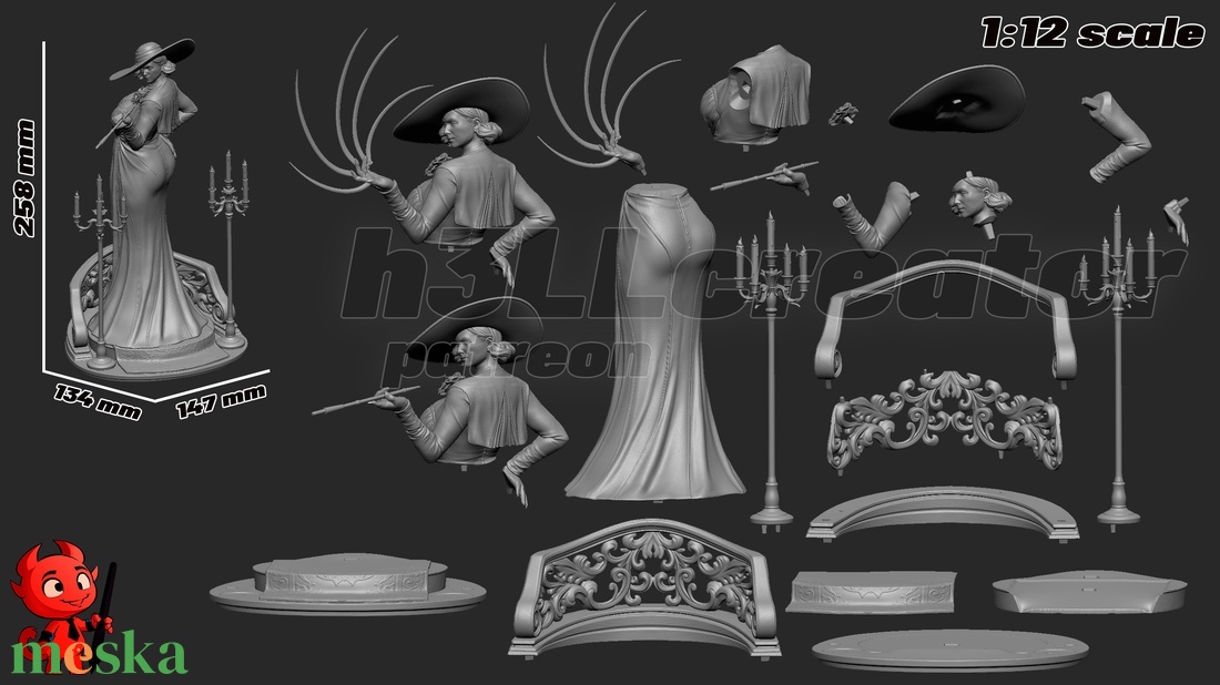 Lady Dimitrescu - Resident Evil Village - művészet - makett, modell - Meska.hu