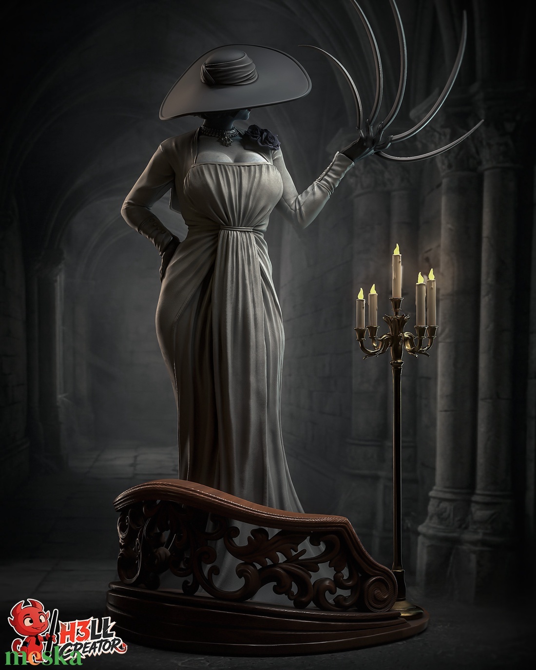 Lady Dimitrescu - Resident Evil Village - művészet - makett, modell - Meska.hu