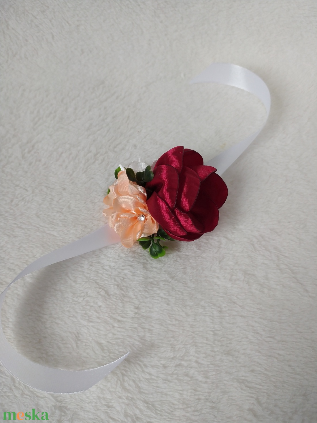 Bordó-barack koszorúslány vagy tanú csuklódísz - esküvő - ékszer - karkötő & csuklódísz - Meska.hu