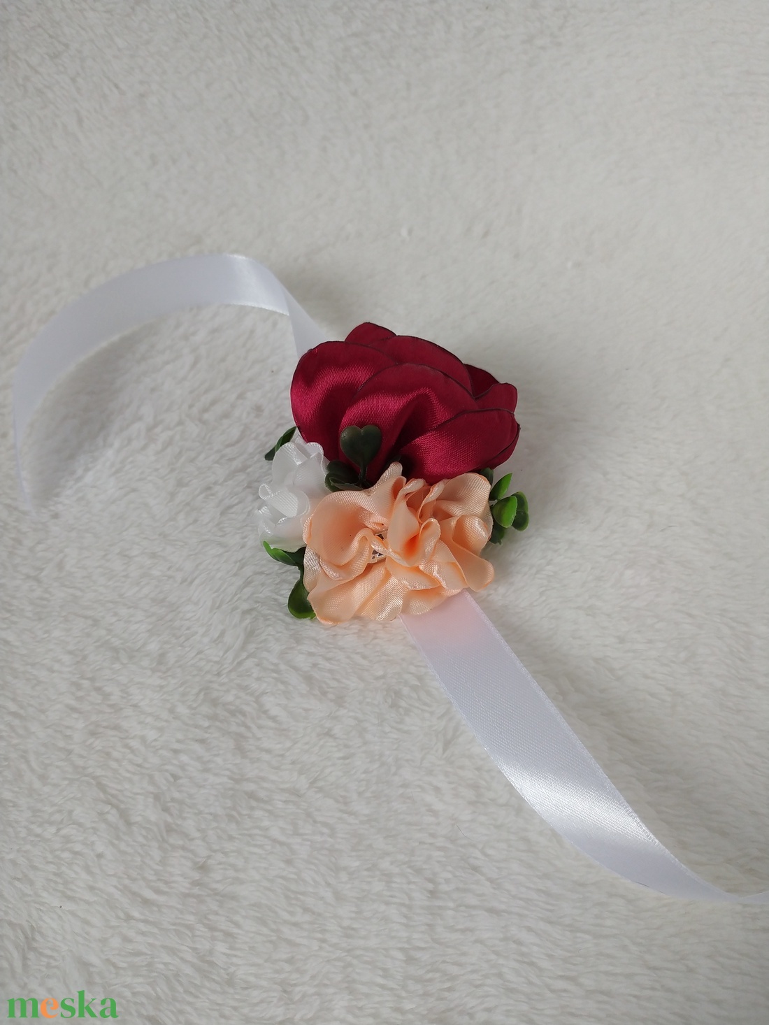 Bordó-barack koszorúslány vagy tanú csuklódísz - esküvő - ékszer - karkötő & csuklódísz - Meska.hu