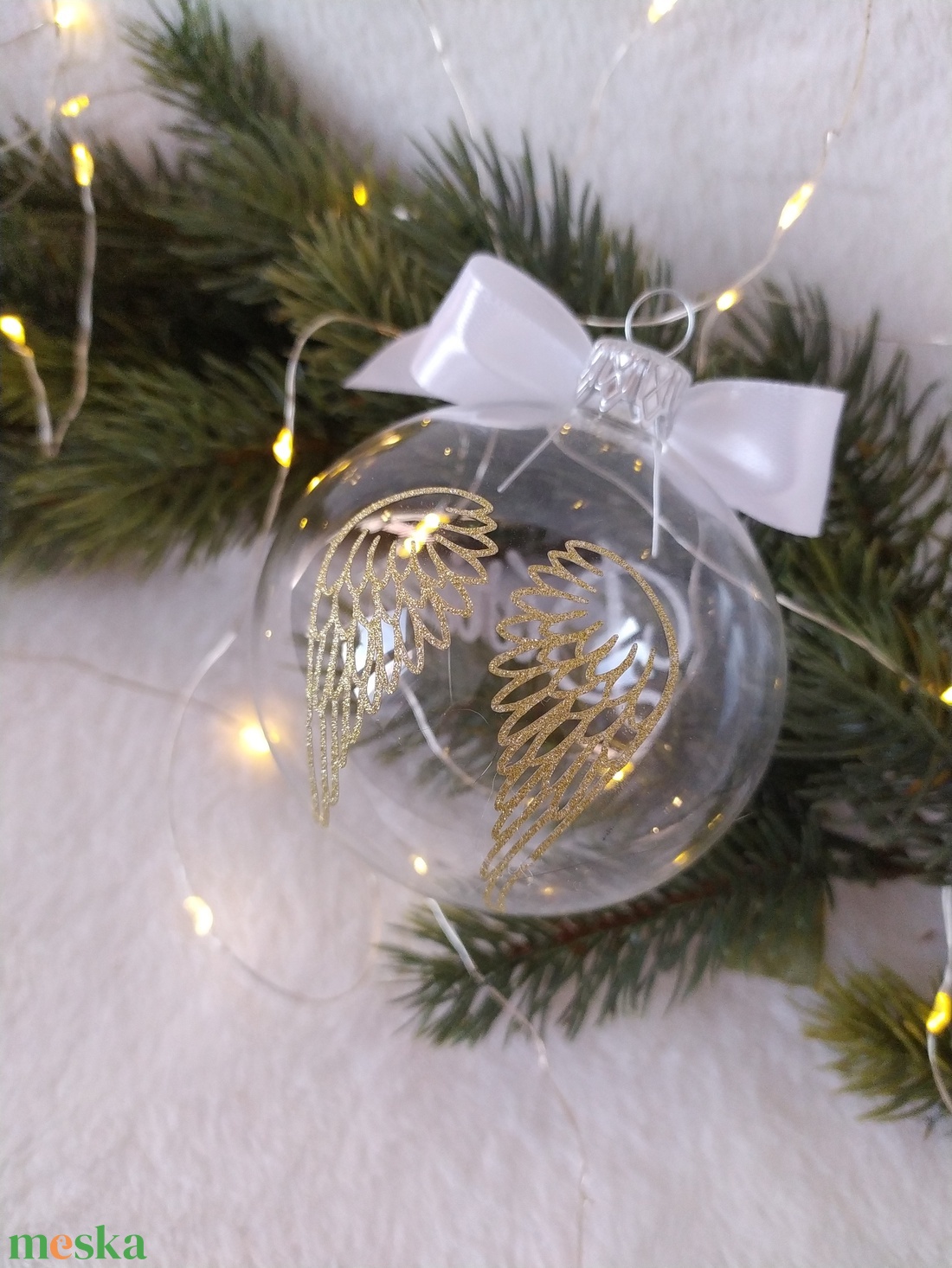 Kiárusítás, Átlátszó üveggömb arany csillámos felirattal, 8 cm - karácsony - karácsonyi lakásdekoráció - karácsonyfadíszek - Meska.hu