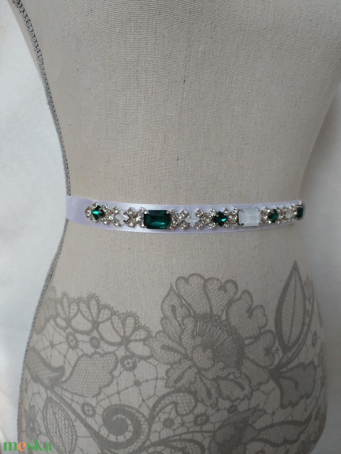 Smaragd köves menyasszonyi öv - esküvő - kiegészítők - öv & pánt - Meska.hu