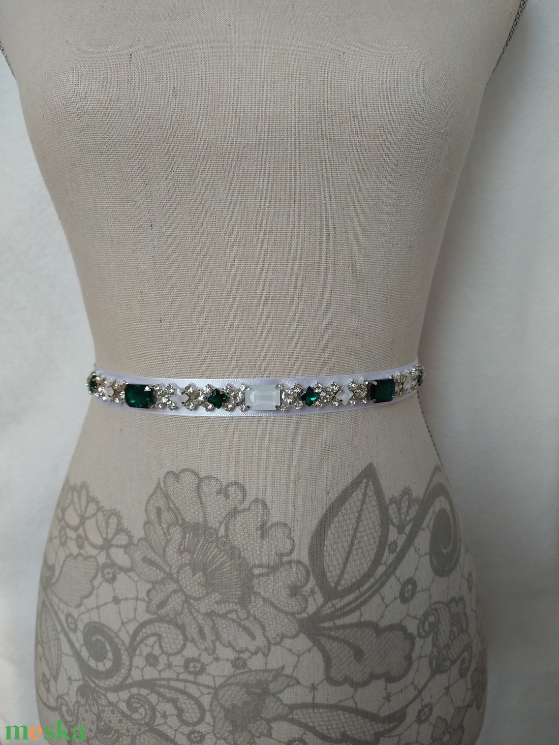 Smaragd köves menyasszonyi öv - esküvő - kiegészítők - öv & pánt - Meska.hu
