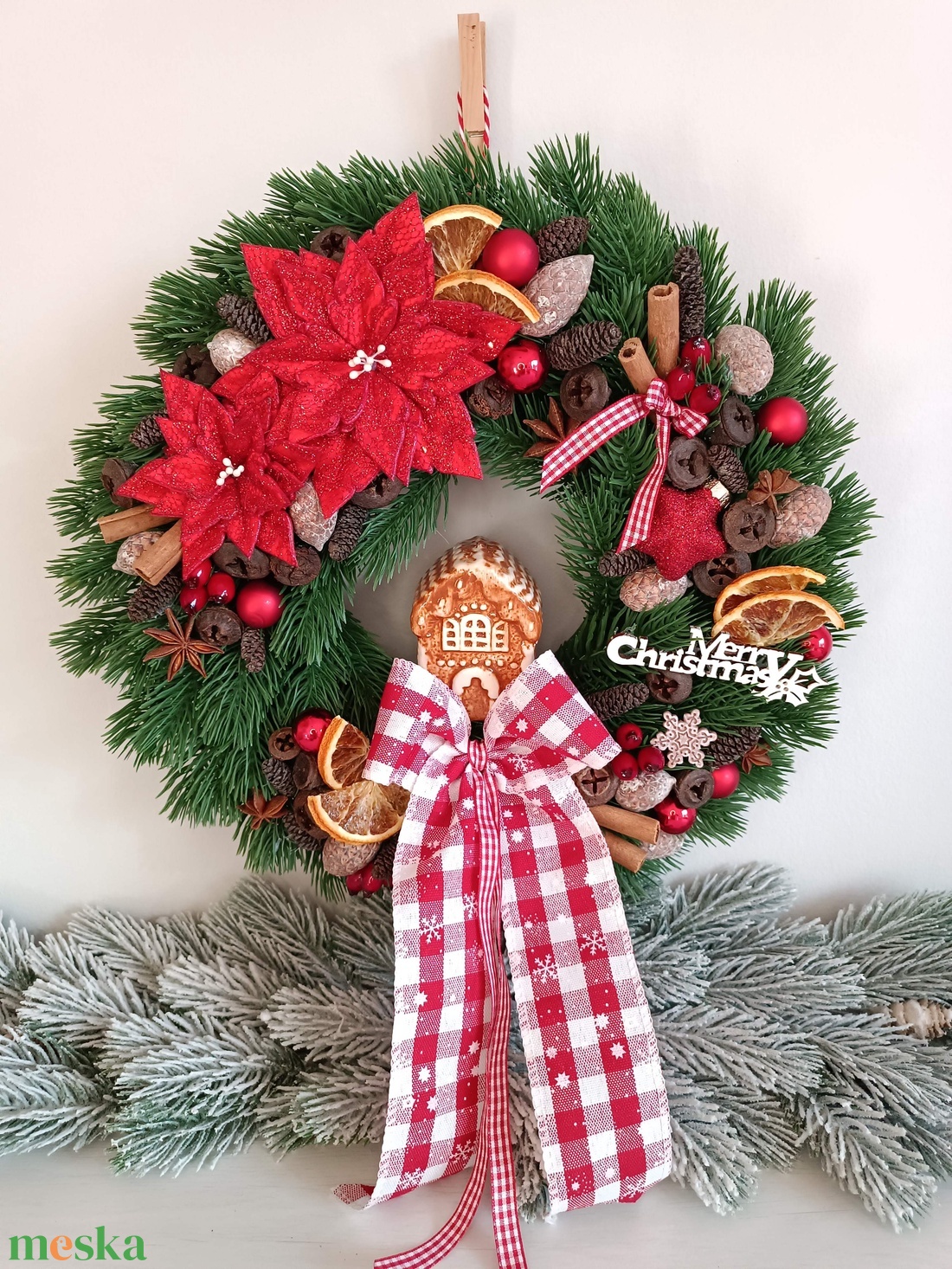 Mézeskalács házikós ajtókopogtató - karácsony - adventi díszek - adventi ajtódísz - Meska.hu