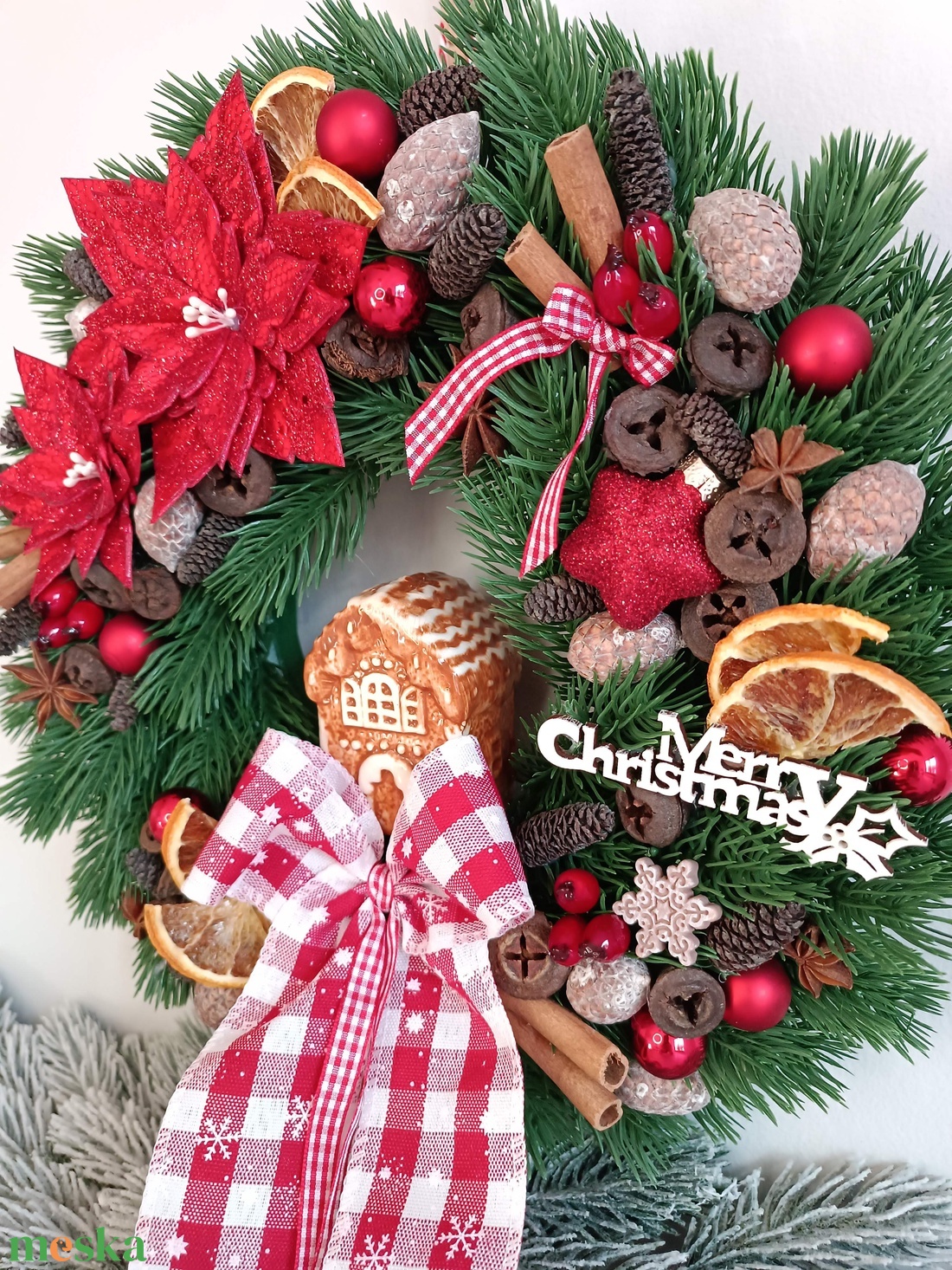 Mézeskalács házikós ajtókopogtató - karácsony - adventi díszek - adventi ajtódísz - Meska.hu