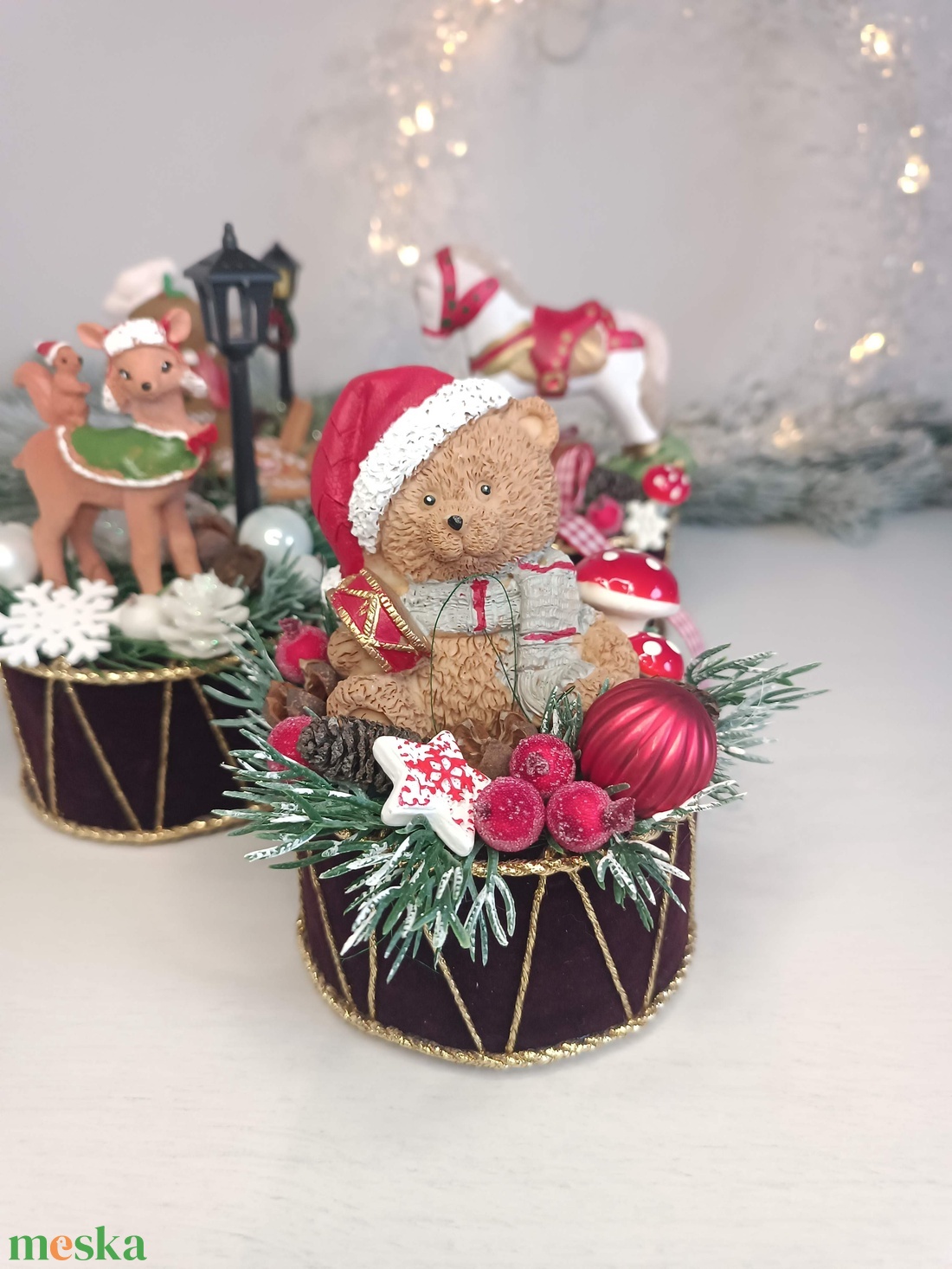 Kis méretű rénszarvasos karácsonyi dekoráció - karácsony - karácsonyi lakásdekoráció - karácsonyi lakásdíszek - Meska.hu