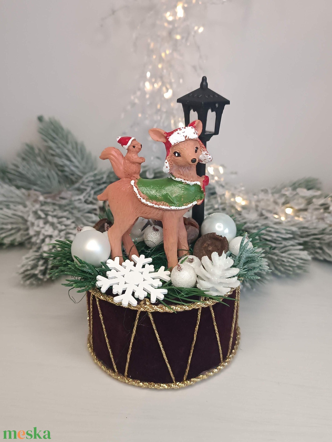 Kis méretű rénszarvasos karácsonyi dekoráció - karácsony - karácsonyi lakásdekoráció - karácsonyi lakásdíszek - Meska.hu