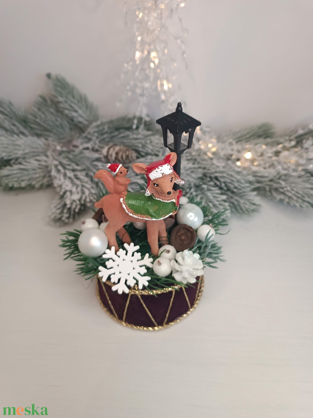 Kis méretű rénszarvasos karácsonyi dekoráció - karácsony - karácsonyi lakásdekoráció - karácsonyi lakásdíszek - Meska.hu