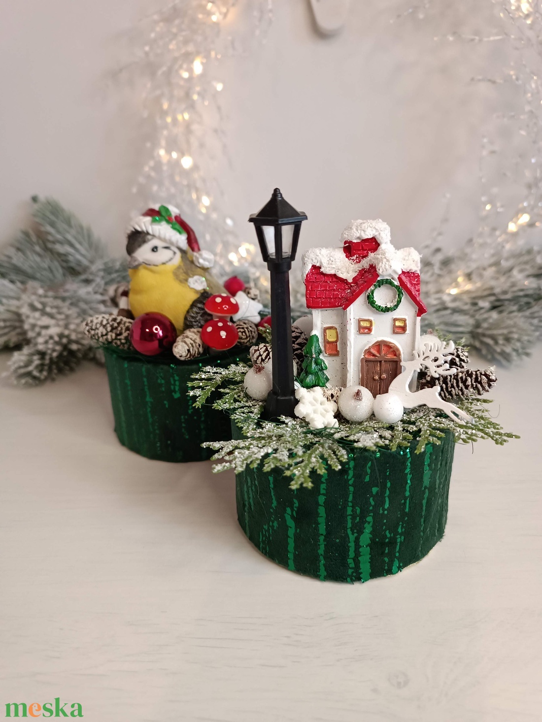 Kis méretű házikós karácsonyi dekoráció - karácsony - karácsonyi lakásdekoráció - karácsonyi lakásdíszek - Meska.hu