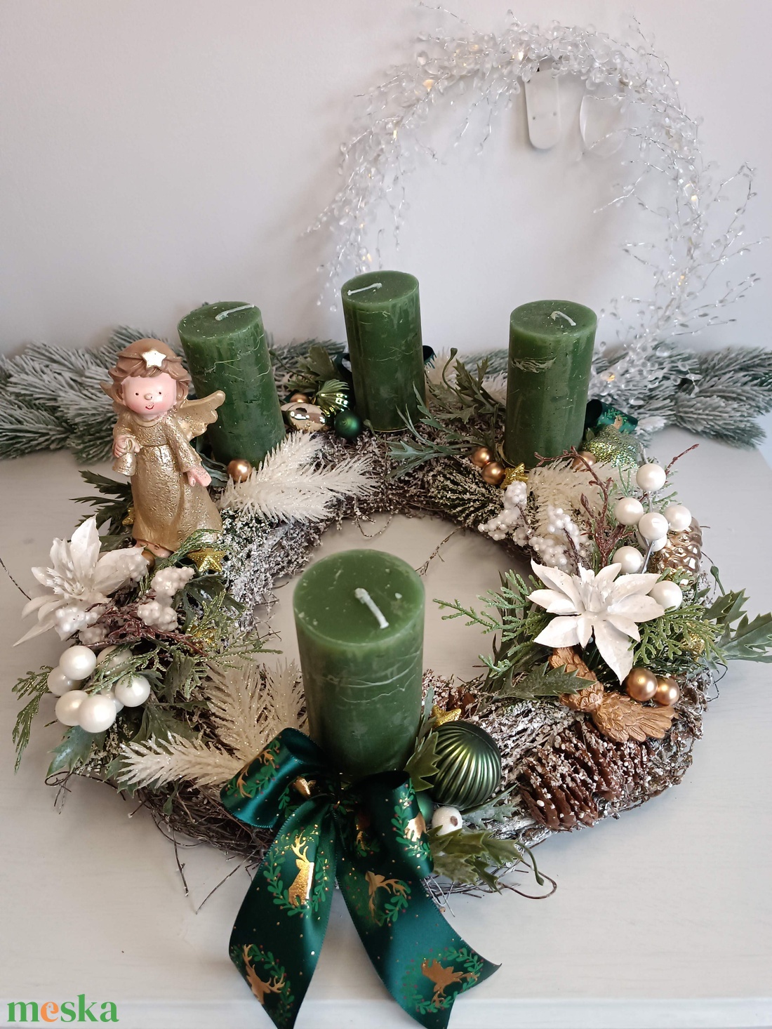 Nagy méretű vesszőkoszorú adventi - karácsony - adventi díszek - adventi koszorú - Meska.hu