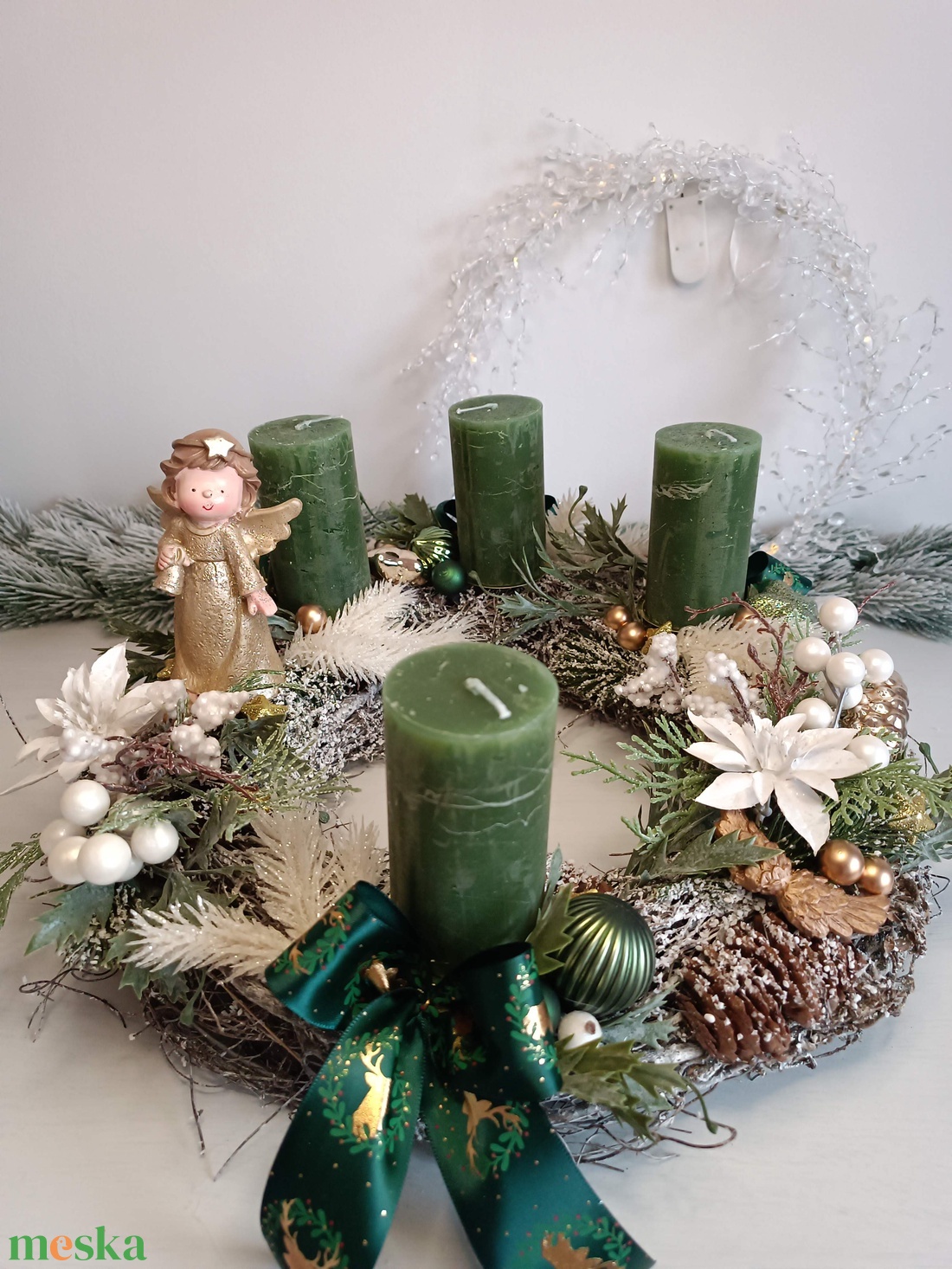 Nagy méretű vesszőkoszorú adventi - karácsony - adventi díszek - adventi koszorú - Meska.hu