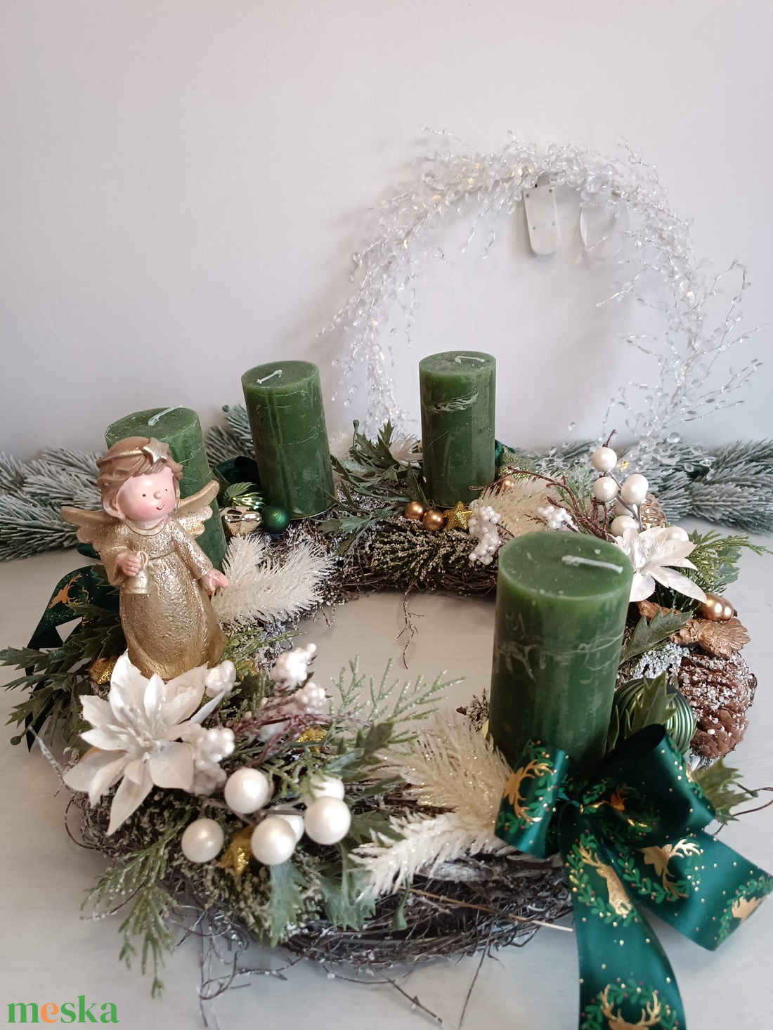 Nagy méretű vesszőkoszorú adventi - karácsony - adventi díszek - adventi koszorú - Meska.hu