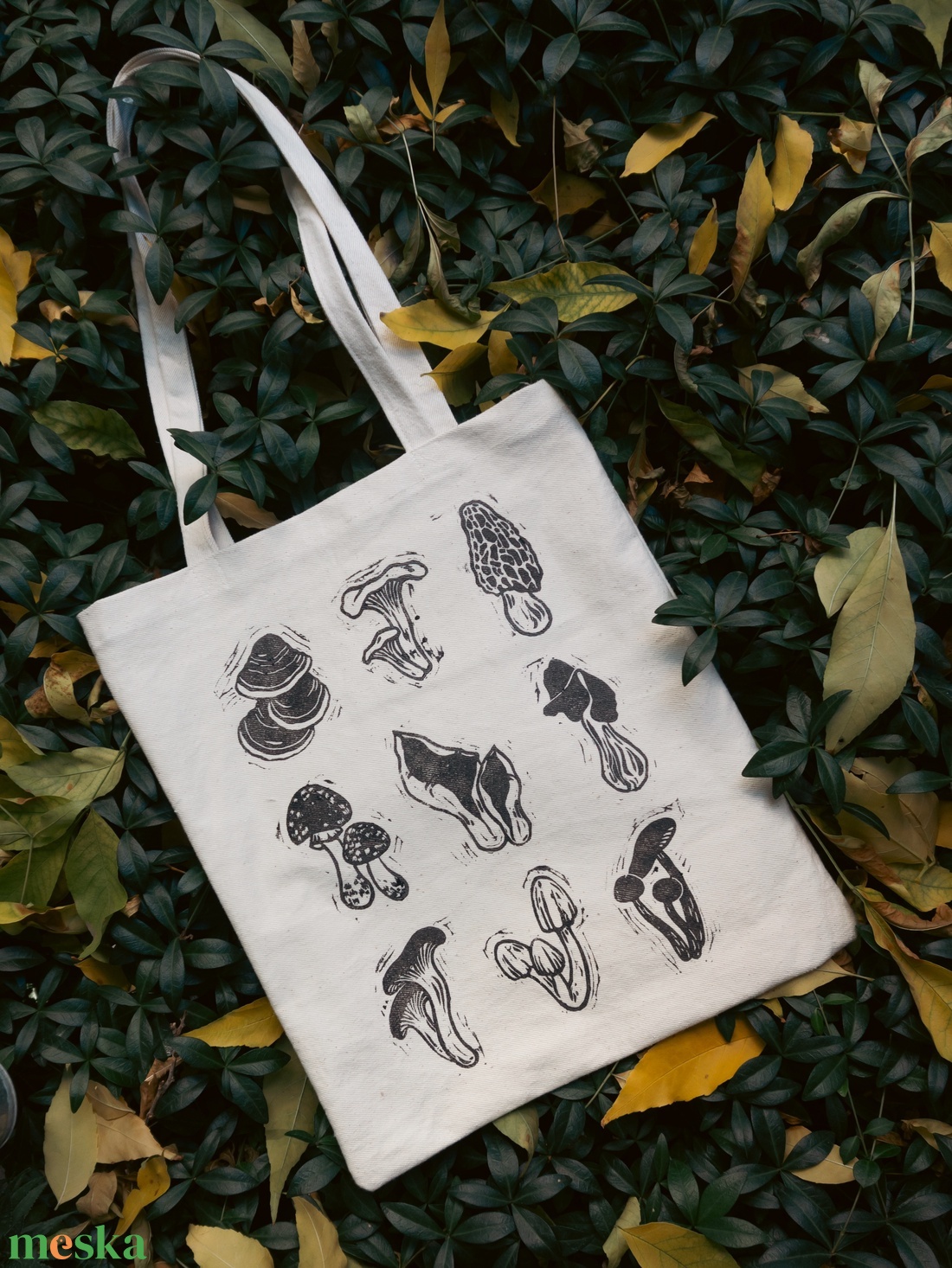 Vászontáska - gombás mintával - táska & tok - bevásárlás & shopper táska - shopper, textiltáska, szatyor - Meska.hu